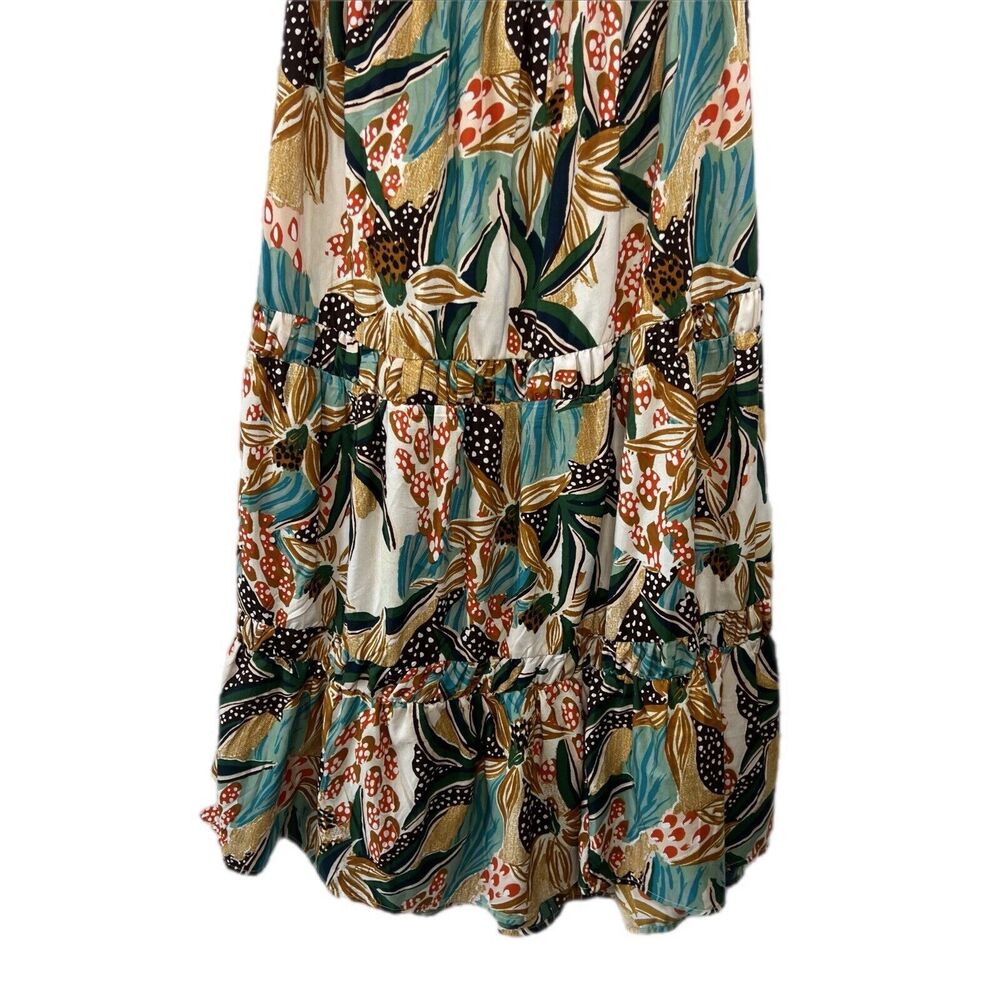 Floral 3X Maxi Tiered Cottage Feminine Puffy Sleeves Off Shoulder Long Dress - Picture 4 of 15